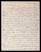 A Tommy Burns signed manuscript letter from Coalinga, California, dated 21st May 1954,