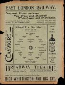 Millwall v Northfleet United programme 6th January 1912, single-sheet,