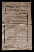 West Ham United programme from the first season in the Football League 1919-20,