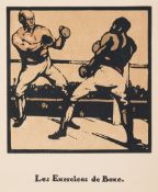 William Nicholson (1872-1949) LES EXERCICES DE BOXE lithographic transfer of a hand coloured