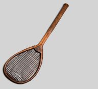 An early tilt-head lawn tennis racquet by Henry Malings of Woolwich 1870s,