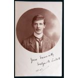 Portrait postcard signed by the footballer Evelyn Lintott in May 1907, signed in ink,