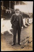 Portrait postcard signed by Charlie Thomson the Sunderland footballer between 1908 and 1919,