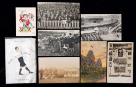 Football postcards, crowd scenes, views of stadiums including Wembley & Hampden Park, trophies,