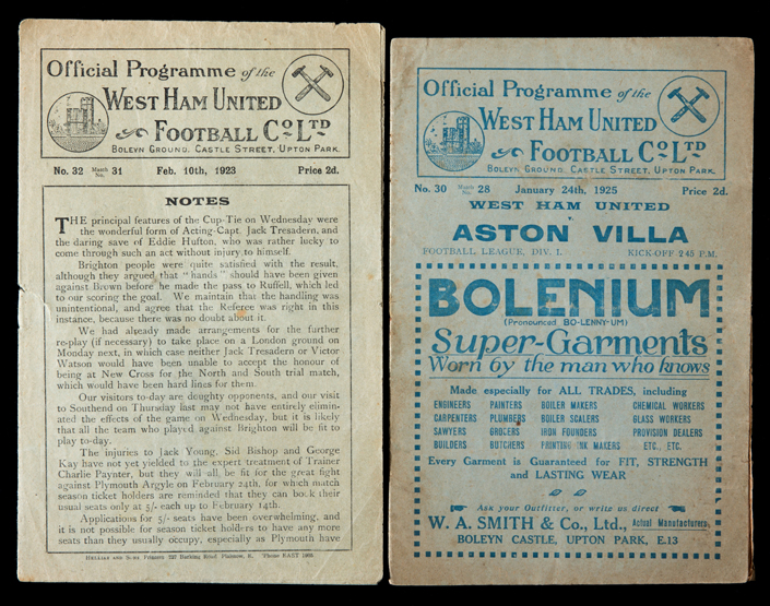 West Ham United v Leicester City programme 10th February 1923,