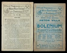 West Ham United v Leicester City programme 10th February 1923,