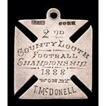 A very early Irish Gaelic Football medal awarded for the 1888 Louth Senior Football Championship,