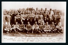 Postcard of the Chelsea football team 1908-09, unused, published by the Rapid Photo Printing Co.