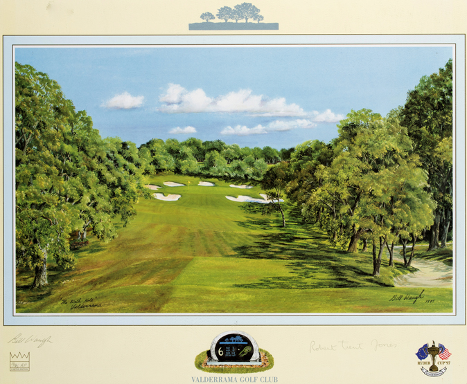 Bill Waugh (contemporary) 6th HOLE VALDERRAMA (1997 RYDER CUP) signed by the artist and also by the