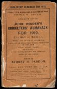 John Wisden's Cricketers' Almanack for 1919, front & back wrappers detached,