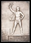 Paris 1900 Olympic Games winner's plaque for River Seine Gymnastics, silvered bronze,