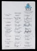 The autographs of 30 England Test Match cricket captains, issued by the TCCB,