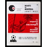 Hearts v Montreal Olympic programme played at the Autostade, Montreal,