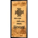 Steward's ribbon for the Ireland v England international football match played at Solitude 15th