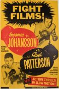 Movie theatre screening poster for Ingemar Johansson v Floyd Patterson II at the Polo Grounds,