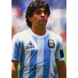 Diego Maradona signed photographic canvas print, signed in black marker pen,