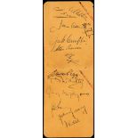 The autographs of the Manchester United 1952-53 team, on a double album page, 13 signatures in ink,