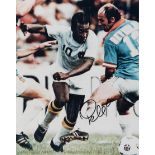 Pele signed colour photograph, a 10 by 8in.