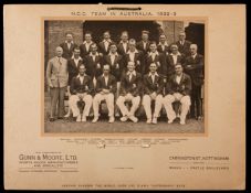 A Gunn & Moore Calendar featuring the MCC 'Bodyline' team in Australia 1932-33,