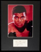 An early Cassius Clay signature, in ink on lined paper, FROM CASSIUS CLAY, NEXT WORLD CHAMP, 1963,