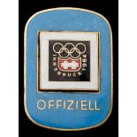 Innsbruck 1964 Winter Olympic Games Official's badge, Gilt-metal & light blue enamel,