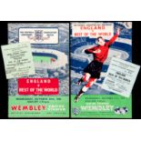 A collection of England football programmes all with a Wembley steward's ticket,
