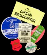 Grand National Meeting BBC broadcasting memorabilia, including various media-issued armbands,