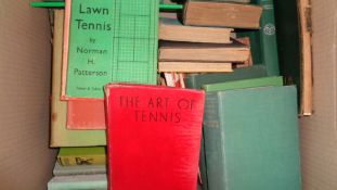 38 vintage tennis books, mostly instructional, Tilden, Nuthall, Lacoste, Lenglen, Hierons, Burrow,