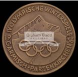 Garmisch-Partenkirchen 1936 Winter Olympic Games participant's medal, designed by Kunststickerei M.