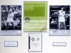Framed display autographed by the 1978 men's & women's Wimbledon champions Bjorn Borg and Martina
