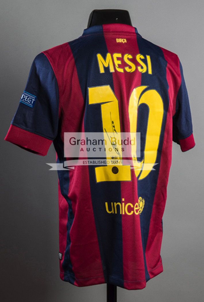 An Official UEFA Champions League Licensed & Certificated Lionel Messi signed replica of his