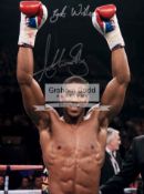 Anthony Joshua signed photograph, a 16 by 12in.