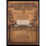 International Amateur Athletics Federation World Record plaque for the 4 x 1 Mile Relay won by the