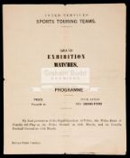 Wartime England v Scotland international exhibition match programme played at Mynamatti, India,