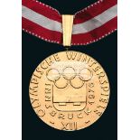 Innsbruck 1976 Winter Olympic Games gold prize medal, in silver-gilt,