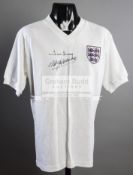 England retro jersey double-signed by Tom Finney & Nat Lofthouse,