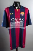 Lionel Messi signed Barcelona replica home jersey,