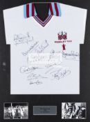 A retro football shirt signed by the West Ham United 1980 F.A.