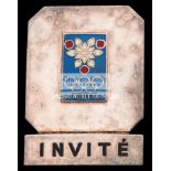 Grenoble 1968 Winter Olympic Games guest's badge, with affixed enamel Games logo,