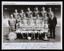 Manchester United signed 1964-65 team-group photograph, 8 by 10 b&w.
