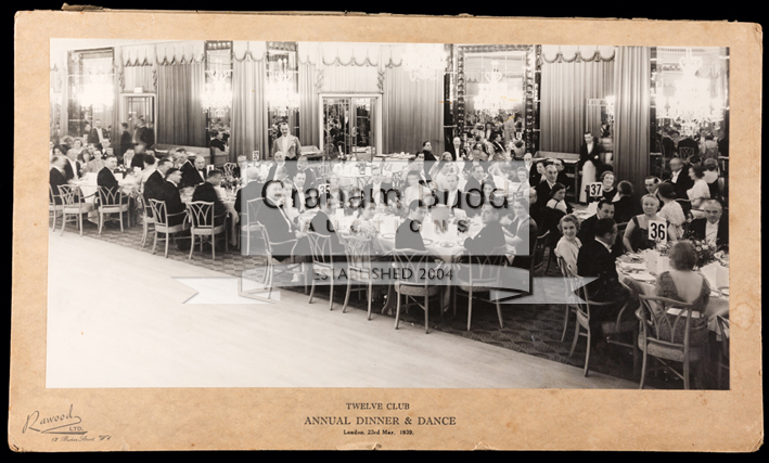 A pair of large photographs taken at the Twelve Club Annual Dinner & Dance in 1939, 9 by 17in.