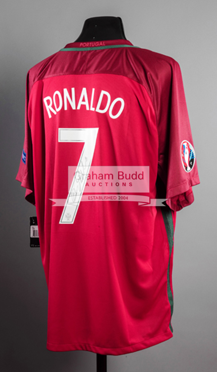 Cristiano Ronaldo signed replica of his Euro 2016 Final Portugal jersey,