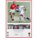 A double-signed George and Ben Cohen World Cup winners photographic print, signed by uncle & nephew,
