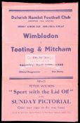 37 Dulwich Hamlet home programmes season 1937-38, including Aldershot (FAC),