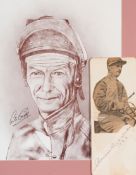 The autographs of the great champion jockeys Gordon Richards and Lester Piggott,