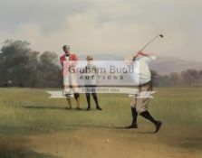 Michael Matthews (born 1933) 120 TO GO a golf painting featuring Laidlaw Purves in his signature