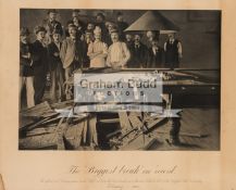 A 1900 photogravure with an image of a bombed out billiards room during the Second Boer War,