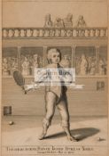 Etching of Prince James Duke of York [later King James II of England] as a boy playing tennis with