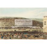 By and After James Pollard (1792-1867) EPSOM RACES colour aquatint, Derby Day circa 1820,