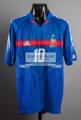 Zinedine Zidane signed replica of a France Euro 2004 jersey,